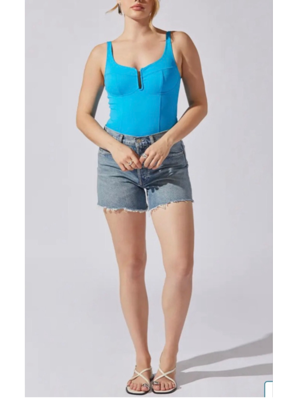ASTR The Label Blue U-Bar Bodysuit Size Large